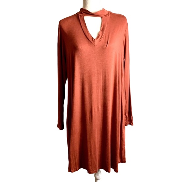 ODDY Dresses & Skirts - Oddy Long Sleeve Choker Dress Marsala Sz XL - 3X